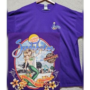 Sandshaker Pensacola Beach Mermaid T Shirt Mens 2XL Purple Florida Graphic Tee